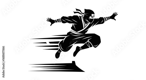 Dynamic Silhouette of a Ninja in Motion.