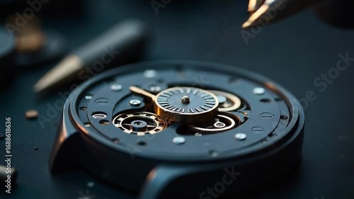 Watchmaker meticulously repairs a sophisticated watch mechanism with precision tools