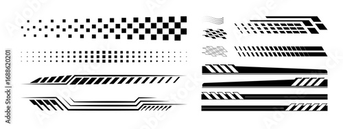 Modern Race Modification Sticker Mark.  Motocross labels, dynamic lines, motorsport, racing stripe speed, sport decals.