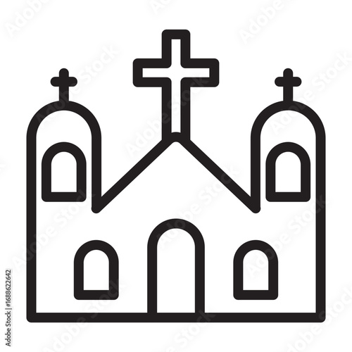 Monastery Vector Line Icon Design