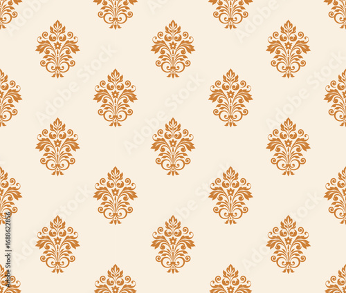 Seamless ornamental pattern design for textile fabric fashion home decoration. Vector damask seamless pattern element