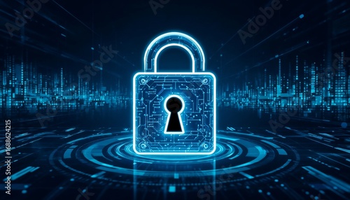 Wallpaper Mural lock on binary code background Torontodigital.ca