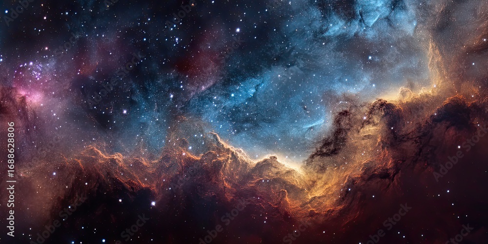 Fototapeta premium A dramatic long exposure of a colorful nebula