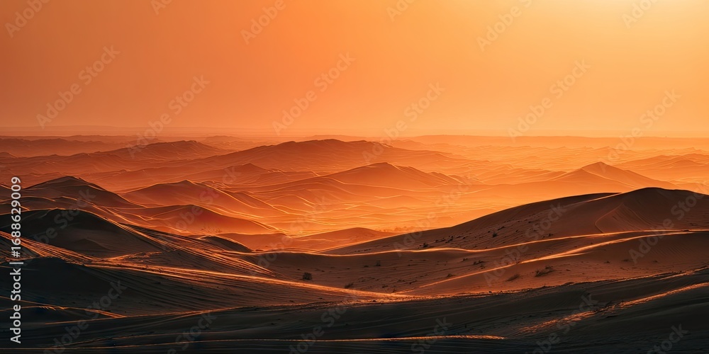 Naklejka premium A dramatic view of endless desert dunes