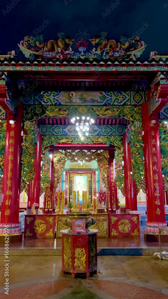 Nighttime View of Ornate Chinese Temple in Bangkok Nighttime View of Ornate Chinese Temple in Bangkok
