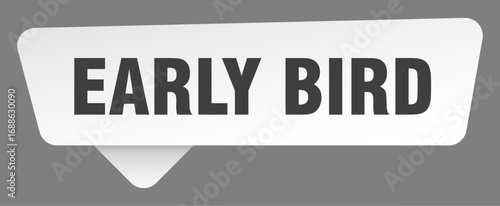 early bird sign. early bird white sticker isolated on gray background