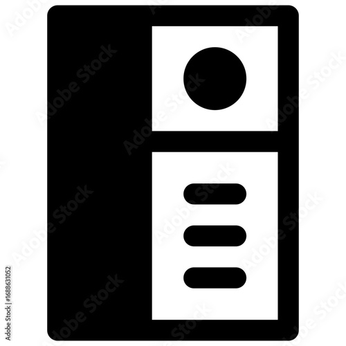 Resume. Outlined stroke vector icon with black-filled details.