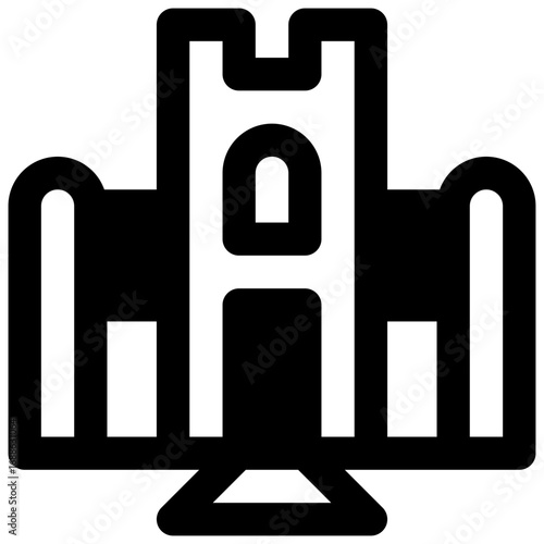 University. Outlined stroke vector icon with black-filled details.