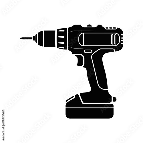 Scalable vector illustration of a cordless power drill for diy and construction projects white background