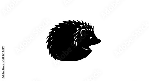 Charming black silhouette of a cute hedgehog, perfect for playful branding and whimsical designs.