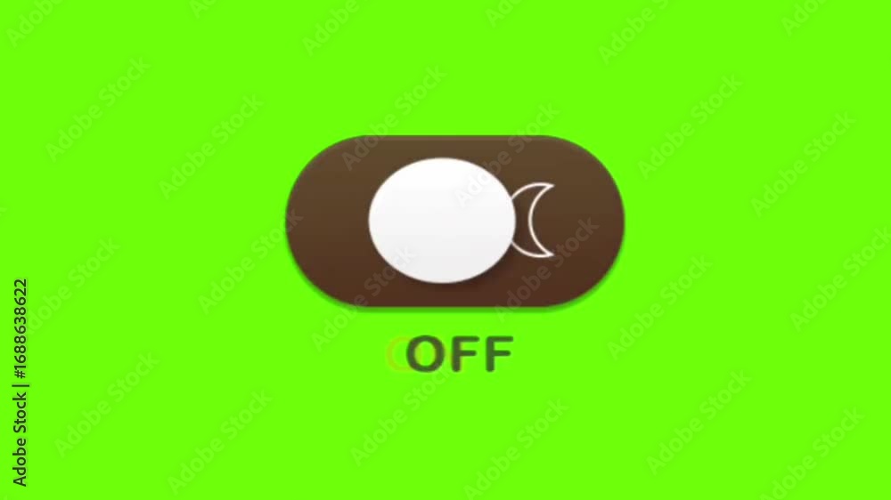 Animated on off toggle switch dark mode button on green screen ...