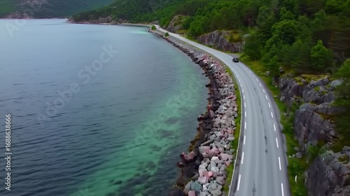 Wallpaper Mural Coastal Road and Car Aerial View Torontodigital.ca