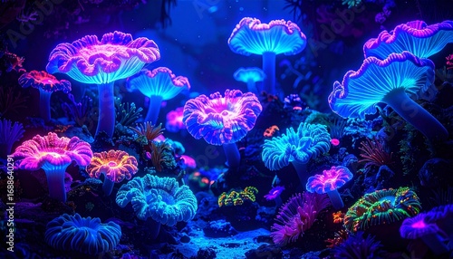 Bioluminescent underwater corals 