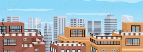 City rooftops. City building. Metropolitan Cityscape building. City skyline. Skyscraper landscape. 