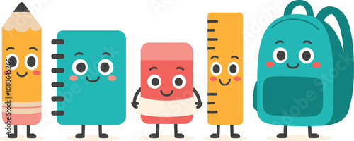 Set of school supplies illustration