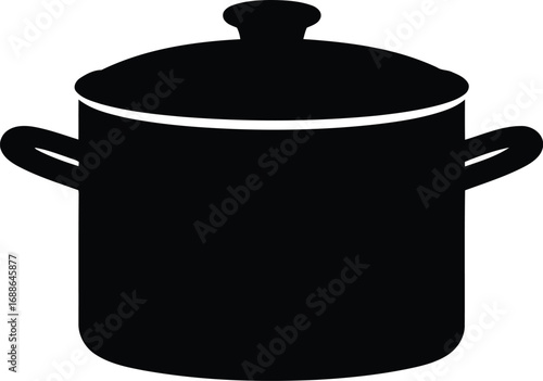 Black stockpot isolated simple cooking vessel kitchenware object vector