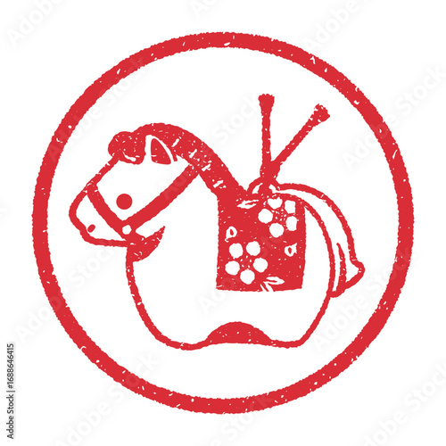 午の置物（ハンコ風）のイラスト