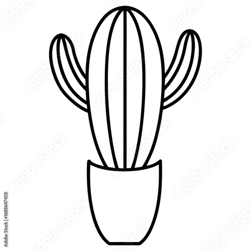 Cactus line art vector illustration 