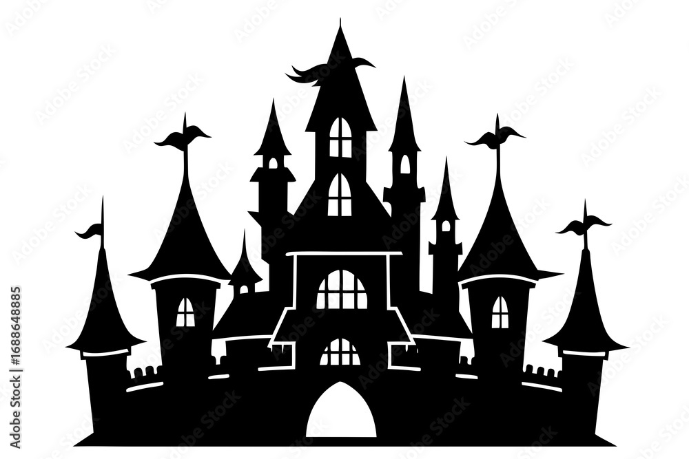 Obraz premium Magic castle silhouette vector