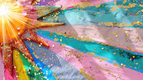 Vibrant Abstract Art with Sparkles and Colorful Brush Strokes for Creative Backgrounds