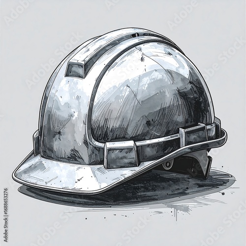 Detailed sketch of a safety helmet