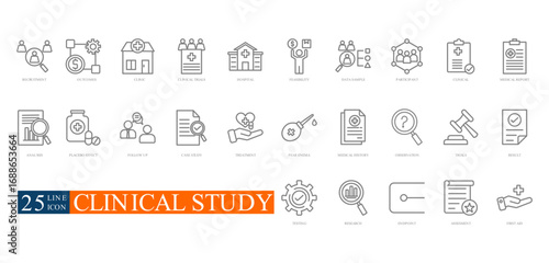clinical study outline icon set