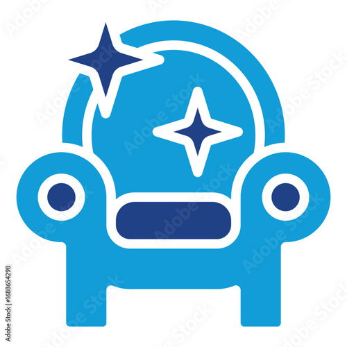 Clean Sofa Glyph Blue Silhouette Icon Design Vector - Sparkling sofa representing upholstery cleaning, home care, and comfort