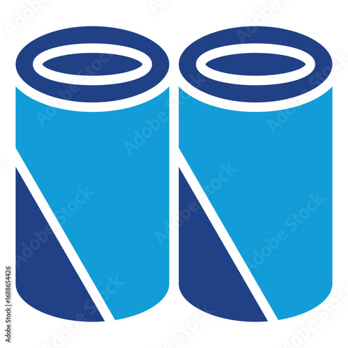 Toilet Paper Glyph Blue Silhouette Icon Design Vector - Two toilet paper rolls representing bathroom essentials and hygiene products