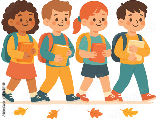 Flat back to school illustration with students backpack