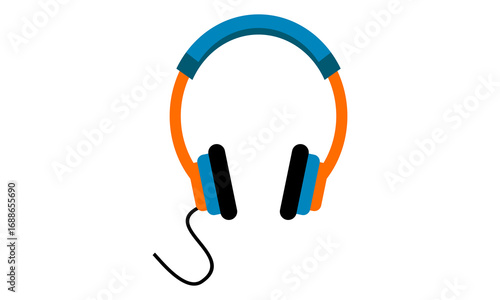 Flat vector illustration of headphones in modern minimalist style