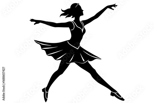 Ice skater spinning silhouette illustration