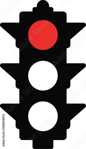 Red traffic light signal illuminated stop ahead roadway control vector