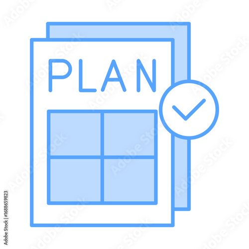 Planning Blue And White Color Icon Element For Design