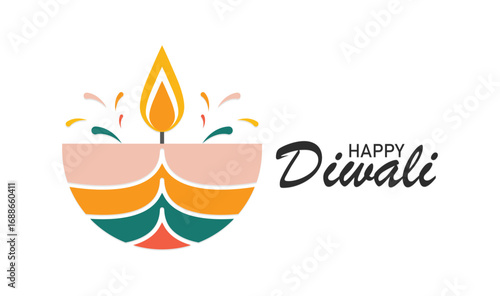 Happy Diwali Festival Decorative Diya Vector illustration. Festive background for your design.