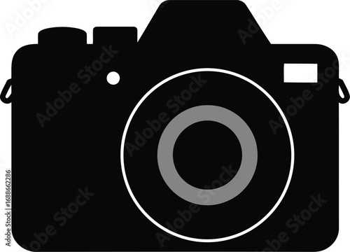 Modern digital slr camera silhouette icon photography equipment professional gear vector