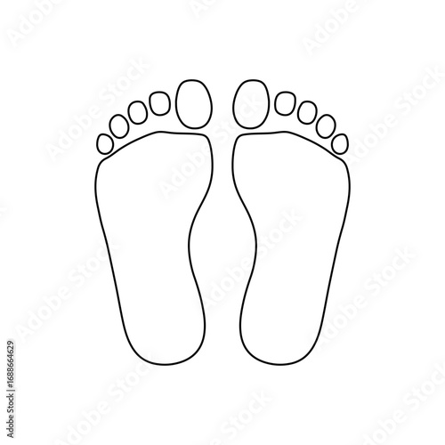 Human footprints outline vector flat design on white background.