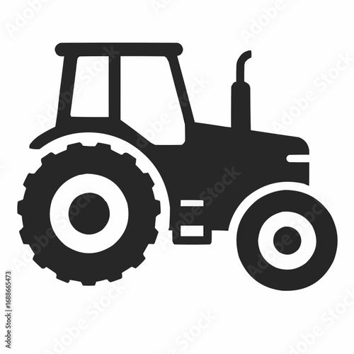 Red agricultural tractor on a white background, a vintage farm vehicle used in farming and transportation