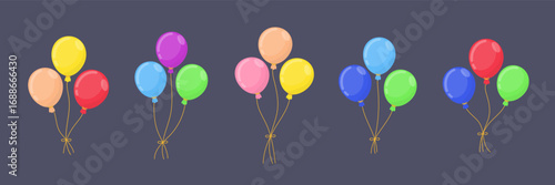 Festive balloons clipart – multicolored design for party décor, printable invitations, celebration posters, and joyful event materials.
