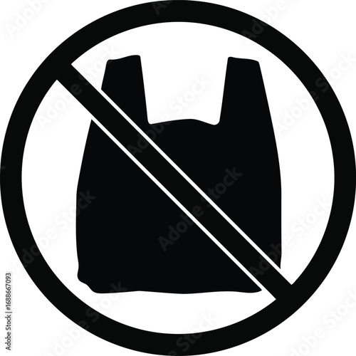 Plastic bag ban symbol eco-friendly shopping symbol no disposable plastic vector