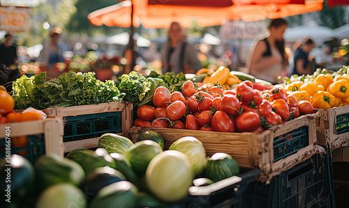 Farmers market fresh produce urban city photography vibrant environment street view food waste reduction awareness