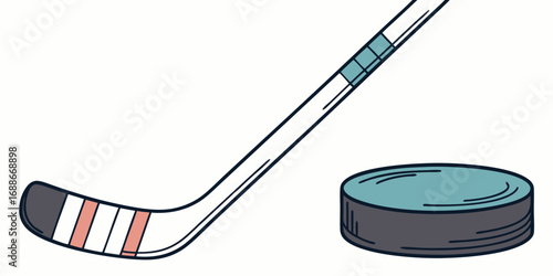 Dynamic hockey stick and puck ready for action on ice, capturing the thrill of the game