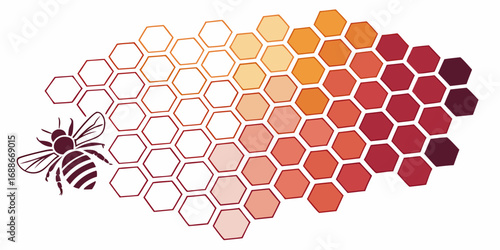 Elegant bee and honeycomb design with warm gradient, perfect for natural products and branding.