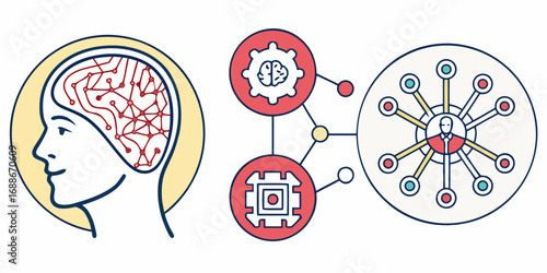Intelligent network connections emerge from human mind, connecting people and technology