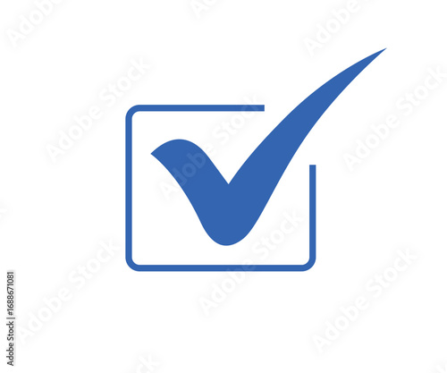 Blue Check Mark in Square Box on Transparent Background