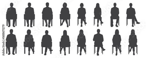 Architectural Drawings sitting media people silhouette vector illustration, front view, human person Minimal style hand drawn. Sections, Elevations, Floor Plans