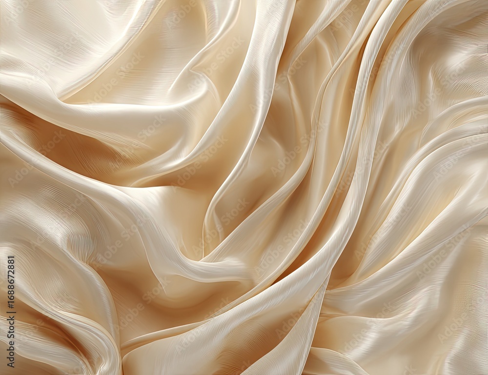 Fototapeta premium Smooth, flowing, cream-colored fabric