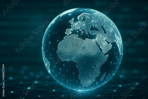 Digital Earth Globe with Network Connections and Data Grid