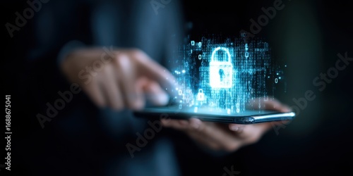 The smartphone displaying digital padlock symbolizing advanced security and data protection.