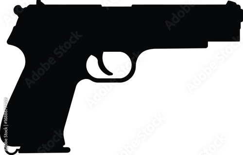 Silhouette of a pistol ready for action on a clean backdrop vector