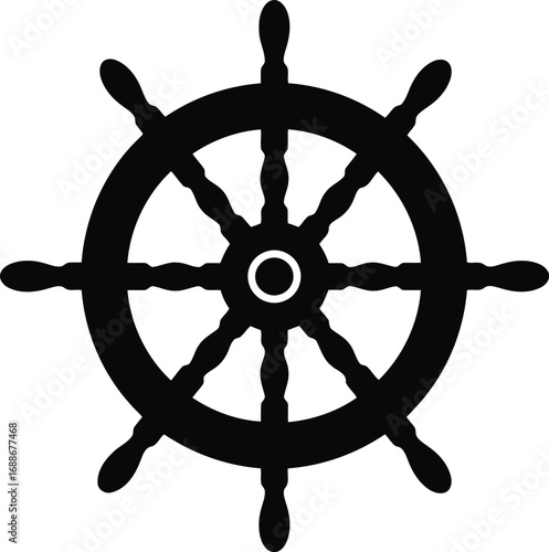 Nautical steering wheel emblem vintage maritime symbol vector